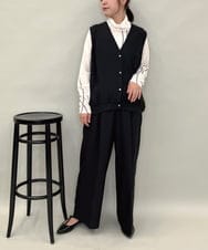 ZMLAE38160 al'aise modulation(アレーズモジュレーション) 【セットアップ対応】ツータックデザインワイドパンツ ブラック