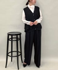 ZMLAE38160 al'aise modulation(アレーズモジュレーション) 【セットアップ対応】ツータックデザインワイドパンツ ブラック