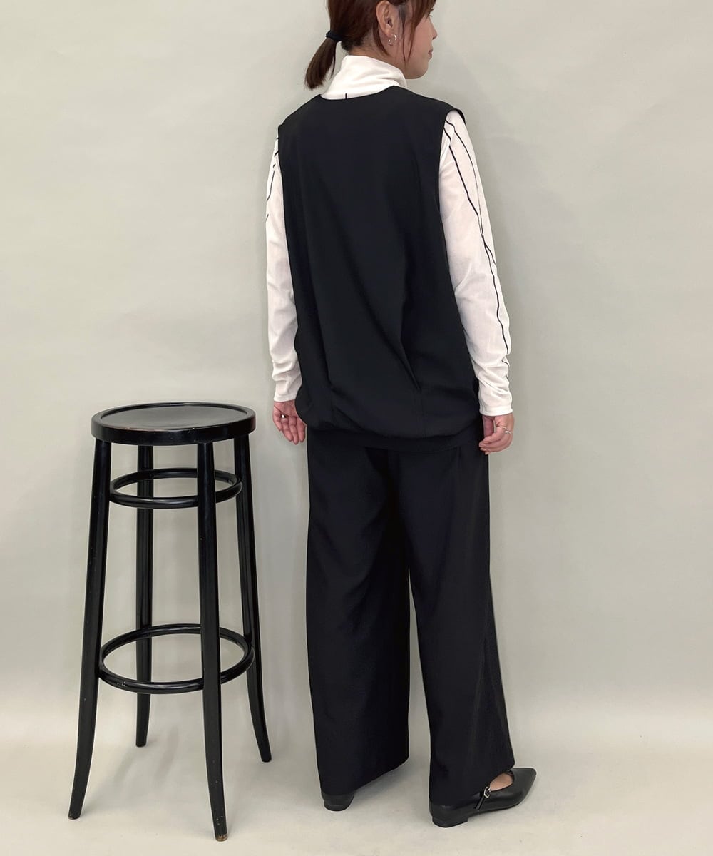 ZMLAE38160 al'aise modulation(アレーズモジュレーション) 【セットアップ対応】ツータックデザインワイドパンツ ブラック