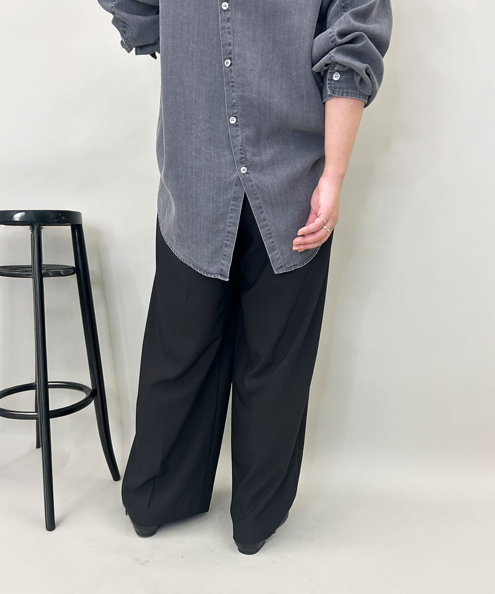 ZMLAE38160 al'aise modulation(アレーズモジュレーション) 【セットアップ対応】ツータックデザインワイドパンツ ブラック