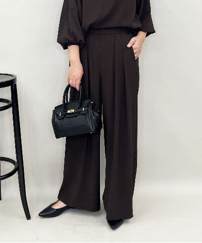 ZMLAE39148 al'aise modulation 【セットアップ対応】ツータックウエストドレープワイドパンツ