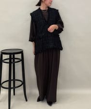 ZMLAE39148 al'aise modulation(アレーズモジュレーション) 【セットアップ対応】ツータックウエストドレープワイドパンツ ブラウン