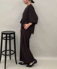 ZMLAE39148 al'aise modulation(アレーズモジュレーション) 【セットアップ対応】ツータックウエストドレープワイドパンツ ブラウン
