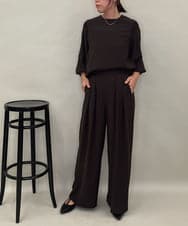 ZMLAE39148 al'aise modulation(アレーズモジュレーション) 【セットアップ対応】ツータックウエストドレープワイドパンツ ブラウン