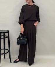 ZMLAE39148 al'aise modulation(アレーズモジュレーション) 【セットアップ対応】ツータックウエストドレープワイドパンツ ブラウン