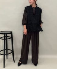 ZMLAE39148 al'aise modulation(アレーズモジュレーション) 【セットアップ対応】ツータックウエストドレープワイドパンツ ブラウン