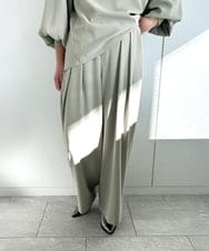 ZMLAE39148 al'aise modulation(アレーズモジュレーション) 【セットアップ対応】ツータックウエストドレープワイドパンツ ライトグレー