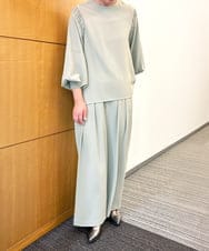 ZMLAE39148 al'aise modulation(アレーズモジュレーション) 【セットアップ対応】ツータックウエストドレープワイドパンツ ライトグレー