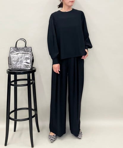 ZMLAE39148 al'aise modulation 【セットアップ対応】ツータックウエストドレープワイドパンツ