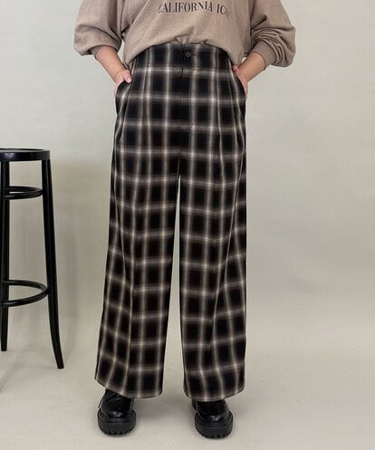 ZMLAE40170 al'aise modulation オンブレチェックタックデザインパンツ