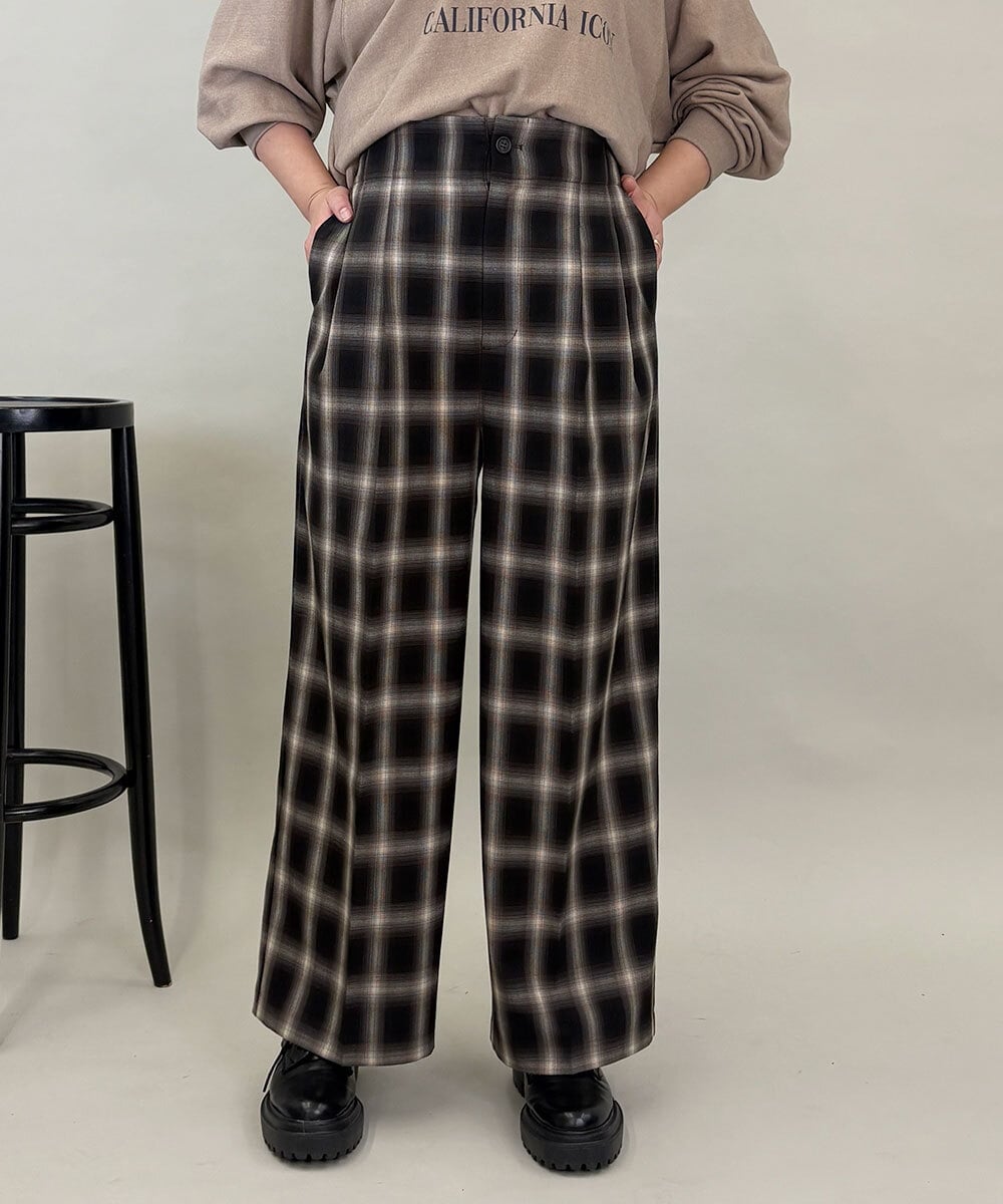 ZMLAE40170 al'aise modulation オンブレチェックタックデザインパンツ