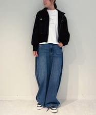 ZMLAE47140 al'aise modulation(アレーズモジュレーション) サイドラインバレルレッグデニムパンツ ネイビー