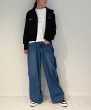 ZMLAE47140 al'aise modulation(アレーズモジュレーション) サイドラインバレルレッグデニムパンツ ネイビー