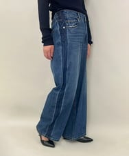 ZMLAE47140 al'aise modulation(アレーズモジュレーション) サイドラインバレルレッグデニムパンツ ネイビー