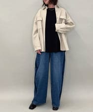 ZMLAE47140 al'aise modulation(アレーズモジュレーション) サイドラインバレルレッグデニムパンツ ネイビー