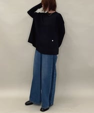 ZMLAE47140 al'aise modulation(アレーズモジュレーション) サイドラインバレルレッグデニムパンツ ネイビー