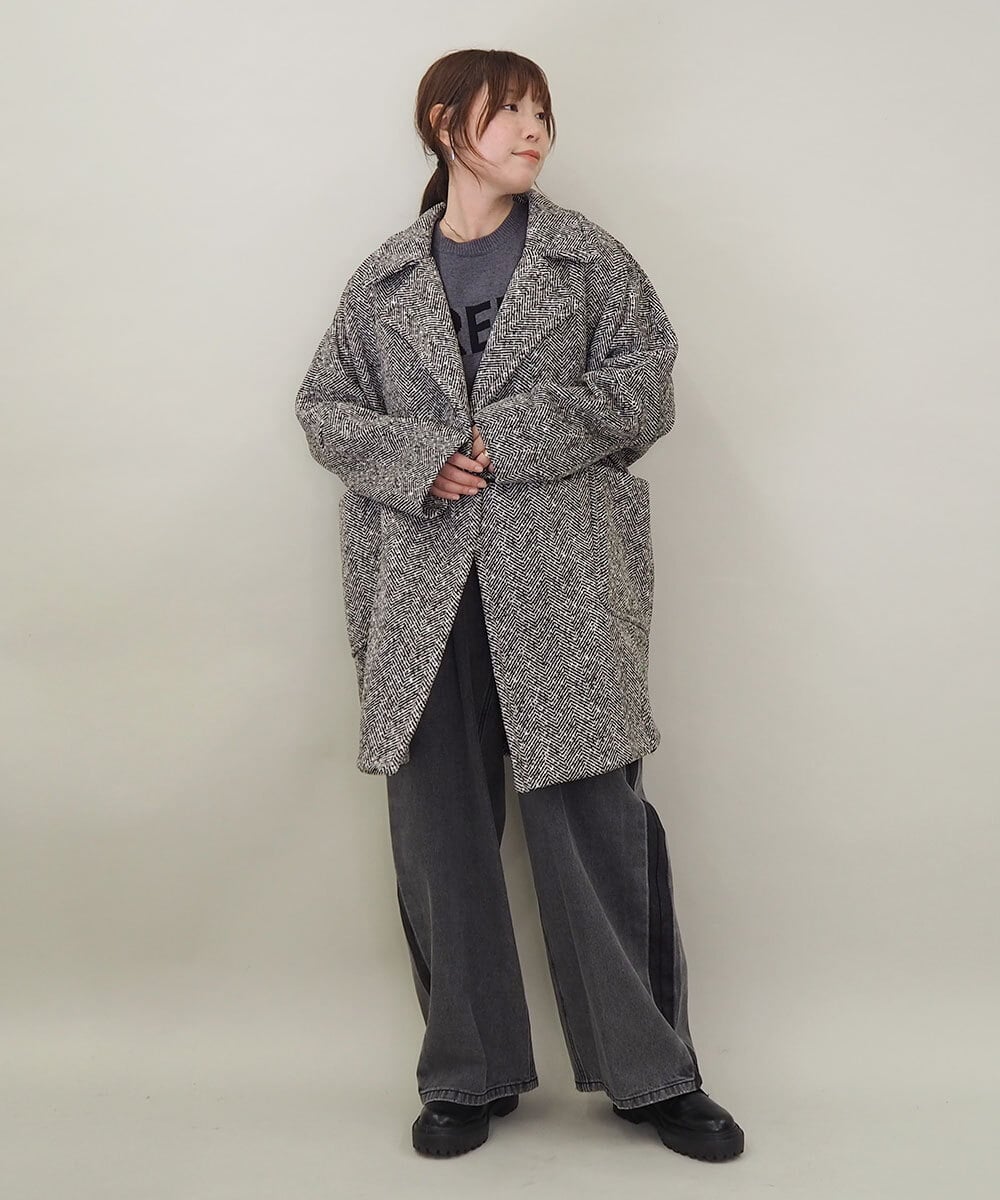 ZMLAE47140 al'aise modulation(アレーズモジュレーション) サイドラインバレルレッグデニムパンツ ブラック