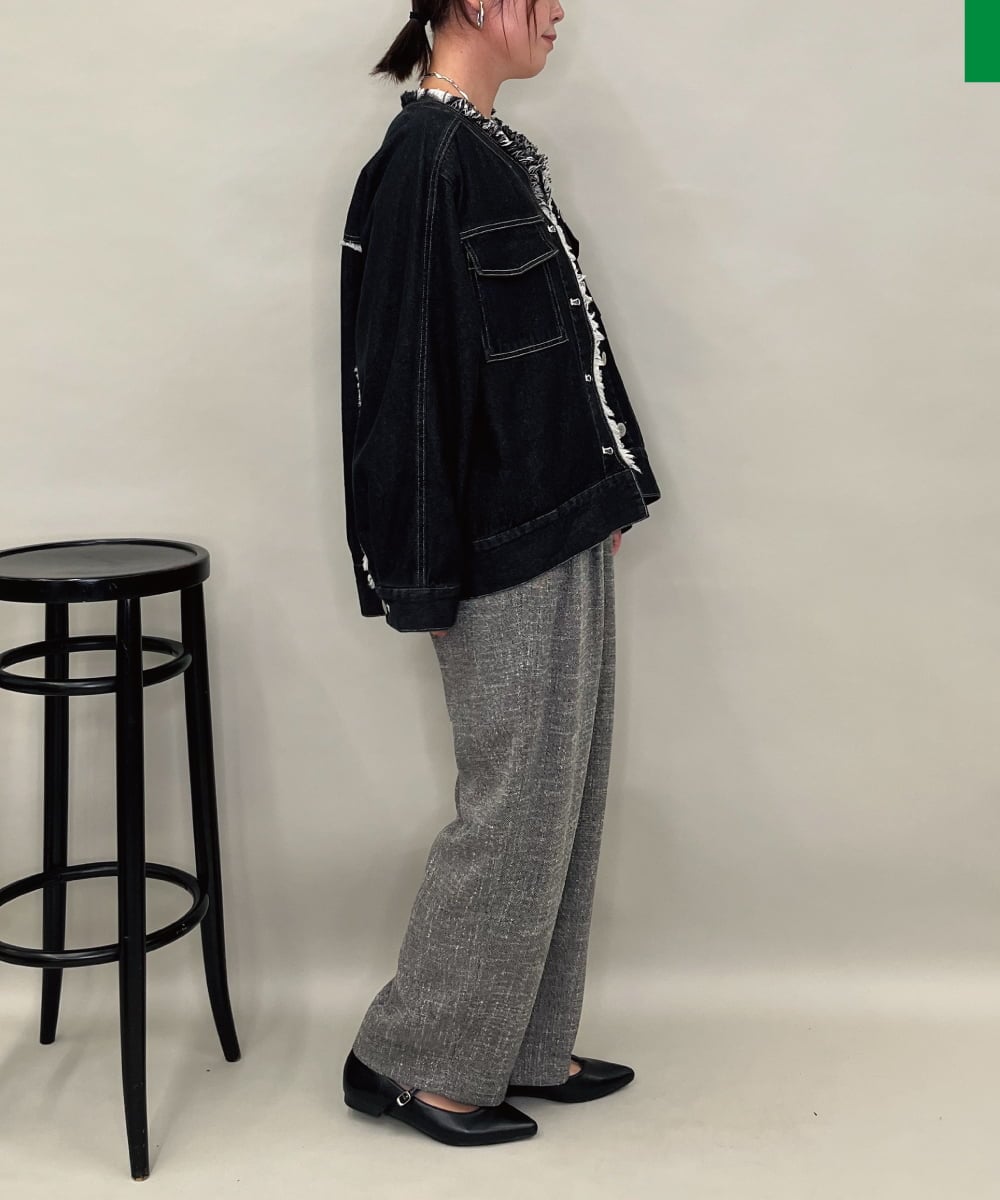 ZMLAE53180 al'aise modulation(アレーズモジュレーション) 【セットアップ対応】ツイードデザインワイドパンツ グレー