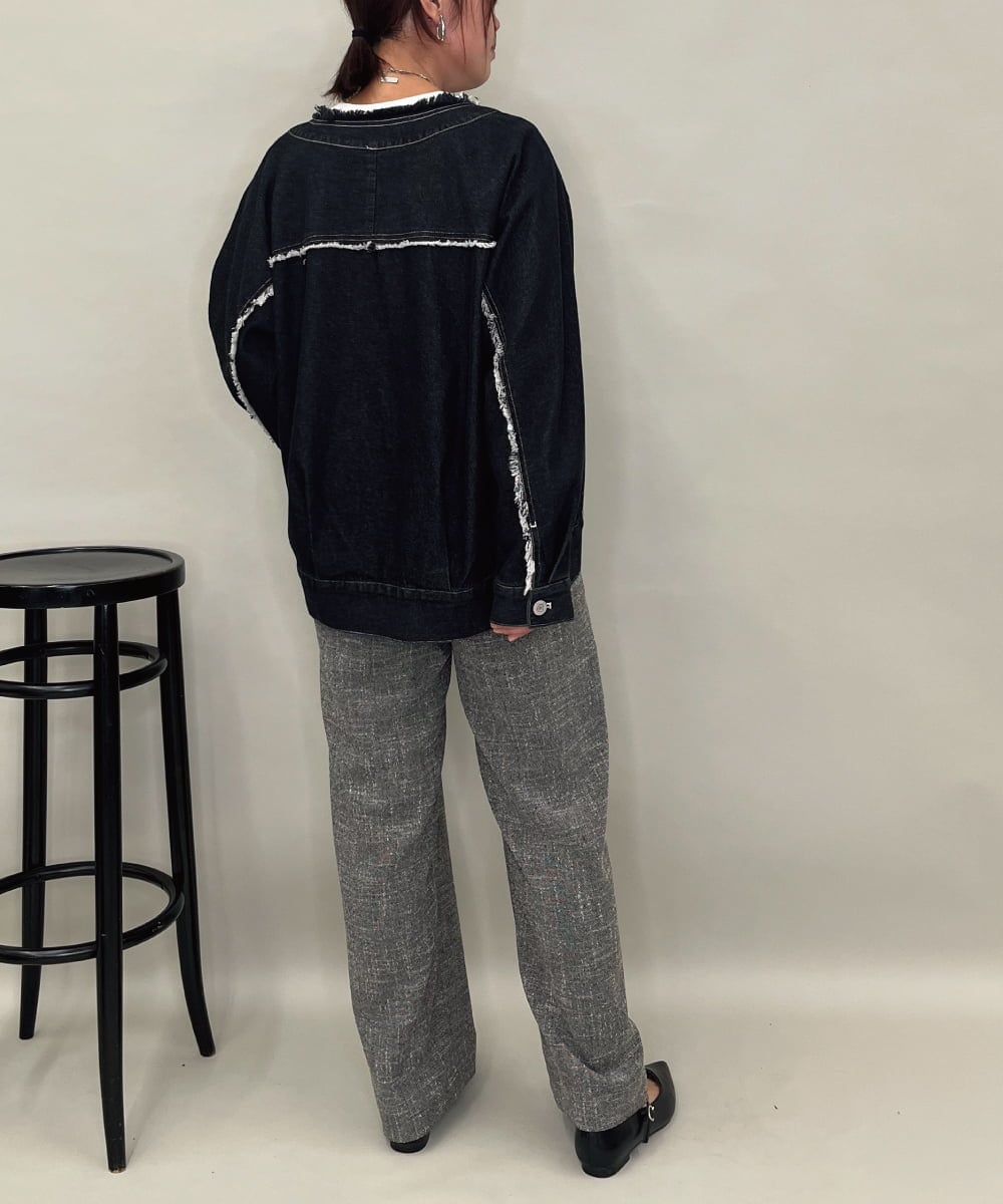 ZMLAE53180 al'aise modulation(アレーズモジュレーション) 【セットアップ対応】ツイードデザインワイドパンツ グレー