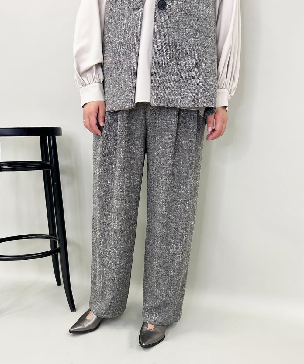 ZMLAE53180 al'aise modulation(アレーズモジュレーション) 【セットアップ対応】ツイードデザインワイドパンツ グレー