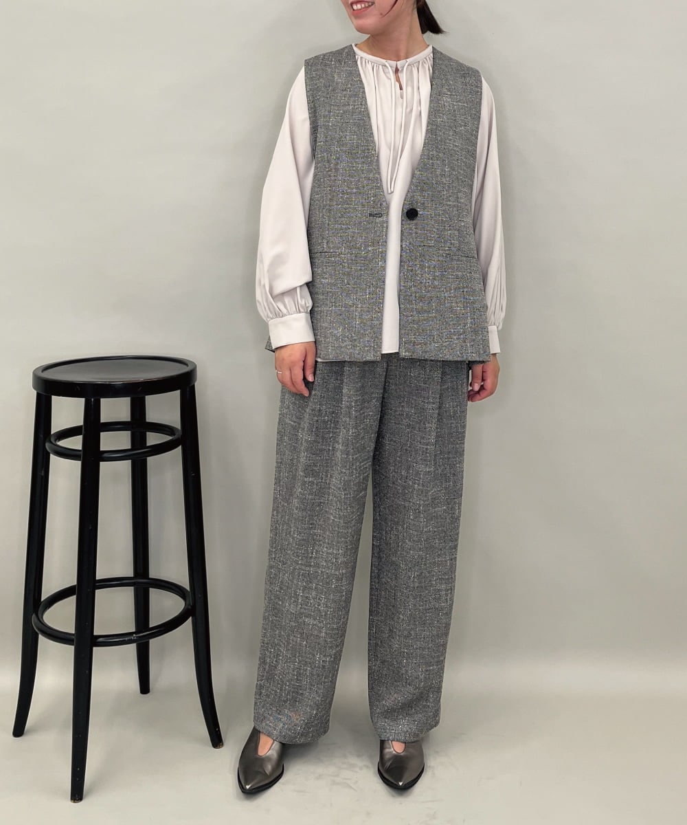 ZMLAE53180 al'aise modulation(アレーズモジュレーション) 【セットアップ対応】ツイードデザインワイドパンツ グレー