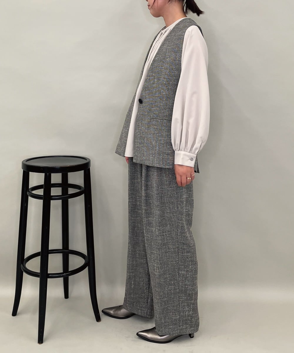 ZMLAE53180 al'aise modulation(アレーズモジュレーション) 【セットアップ対応】ツイードデザインワイドパンツ グレー