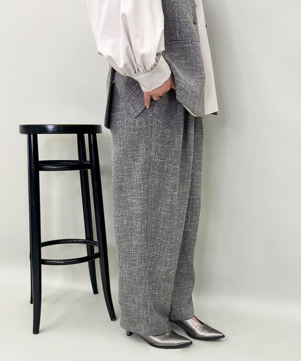 ZMLAE53180 al'aise modulation(アレーズモジュレーション) 【セットアップ対応】ツイードデザインワイドパンツ グレー