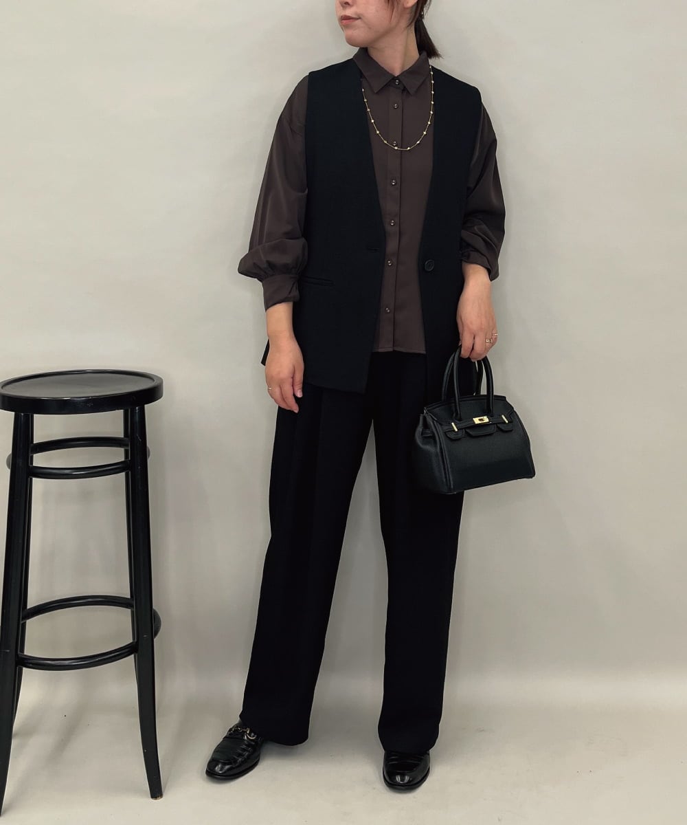 ZMLAE53180 al'aise modulation(アレーズモジュレーション) 【セットアップ対応】ツイードデザインワイドパンツ ブラック