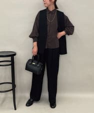 ZMLAE53180 al'aise modulation(アレーズモジュレーション) 【セットアップ対応】ツイードデザインワイドパンツ ブラック