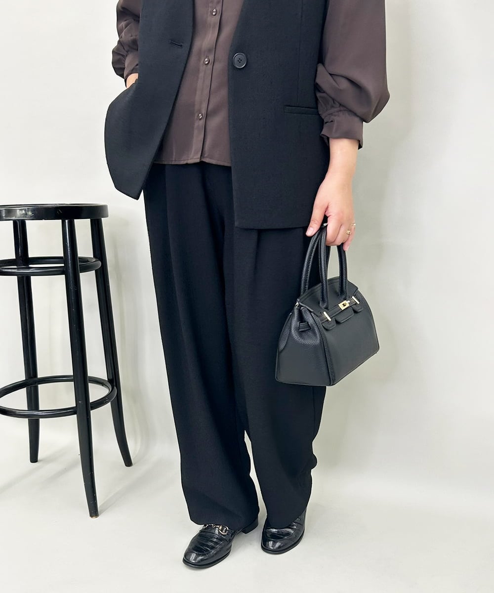 ZMLAE53180 al'aise modulation(アレーズモジュレーション) 【セットアップ対応】ツイードデザインワイドパンツ ブラック