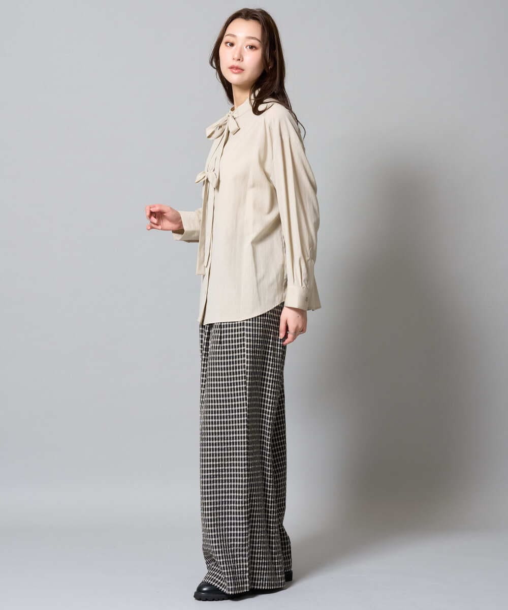 ZMLAH08168 al'aise modulation(アレーズモジュレーション) チェックワイドタックパンツ ブラック