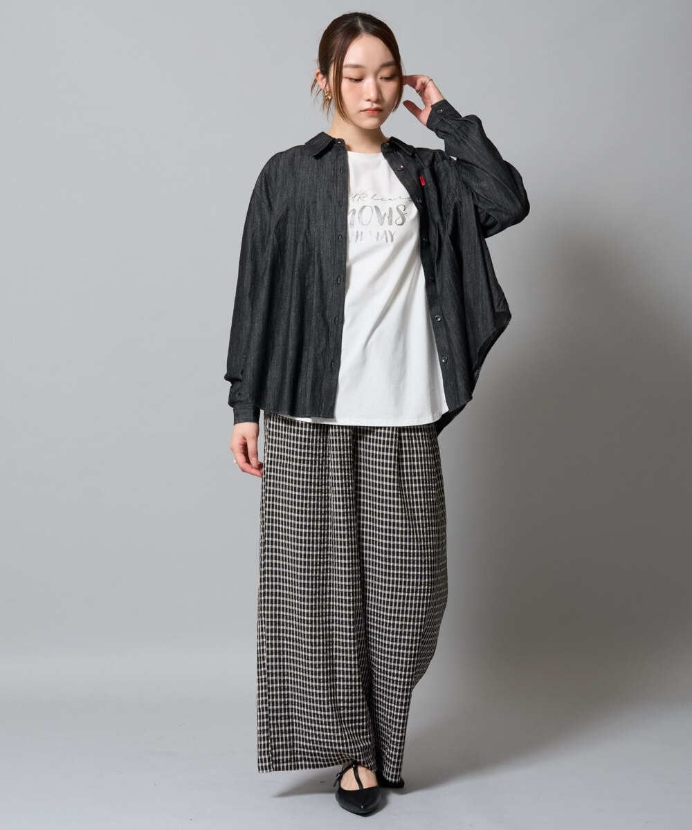 ZMLAH08168 al'aise modulation(アレーズモジュレーション) チェックワイドタックパンツ ブラック