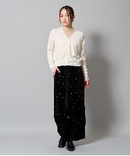 ZMLAH11095 al'aise modulation(アレーズモジュレーション) ベロア配色刺繍ワイドパンツ ブラック