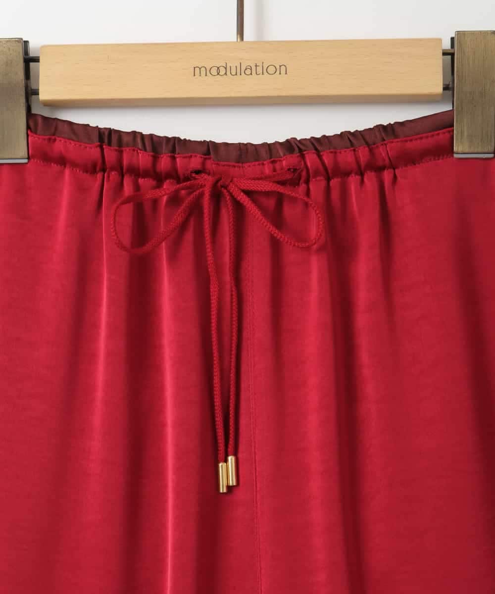 ZMLAH15100 al'aise modulation(アレーズモジュレーション) 【洗える】バイカラーウエストサテンイージーパンツ レッド