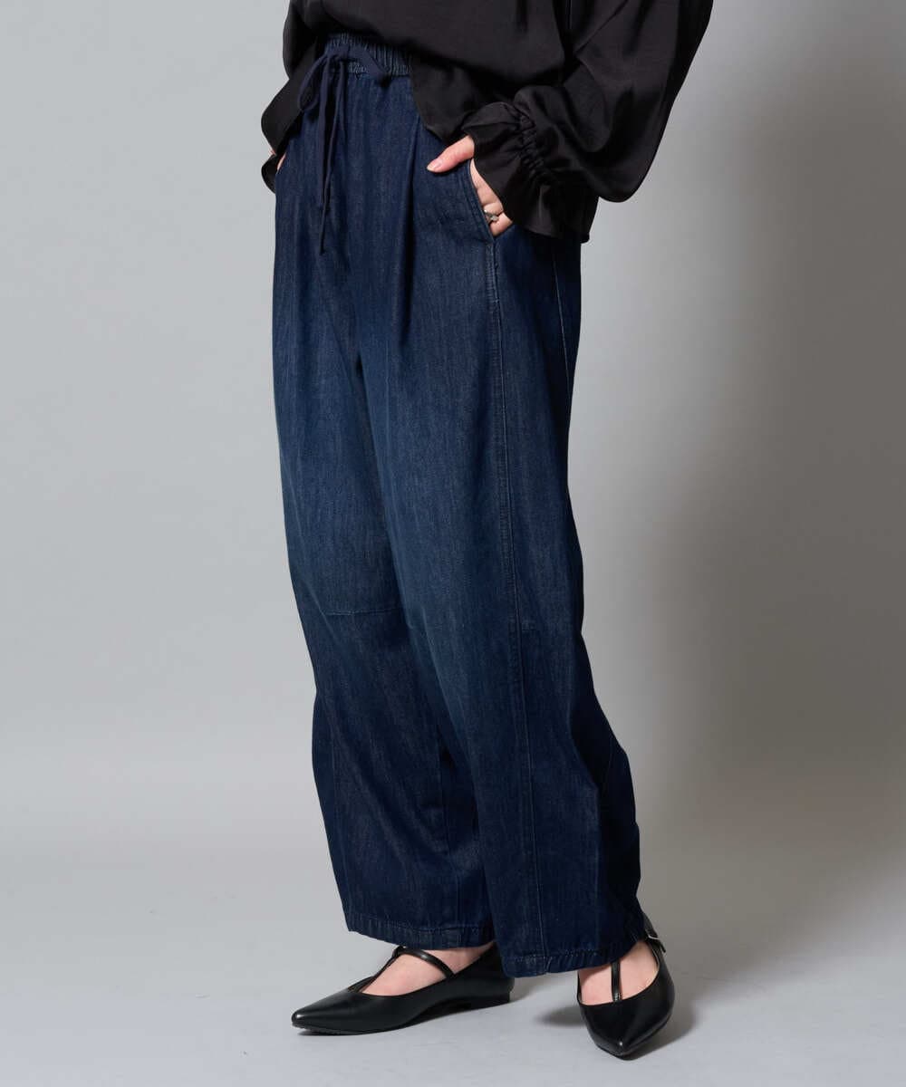 ZMLAH20150 al'aise modulation(アレーズモジュレーション) ウエストゴムバレルデニムパンツ ネイビー