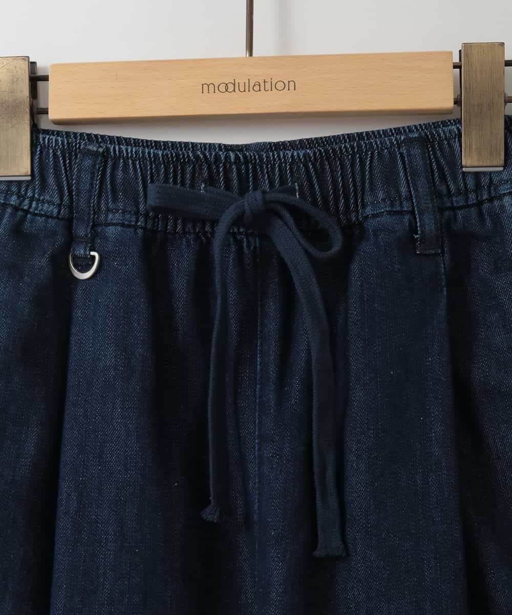 ZMLAH20150 al'aise modulation(アレーズモジュレーション) ウエストゴムバレルデニムパンツ ネイビー
