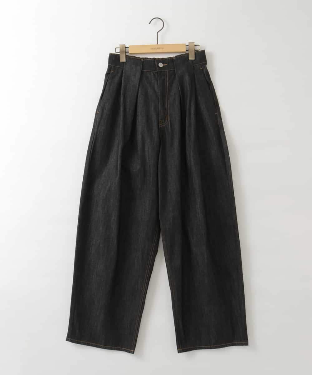 ZMLAH27150 al'aise modulation(アレーズモジュレーション) ウエストタックバレルデニムパンツ ブラック