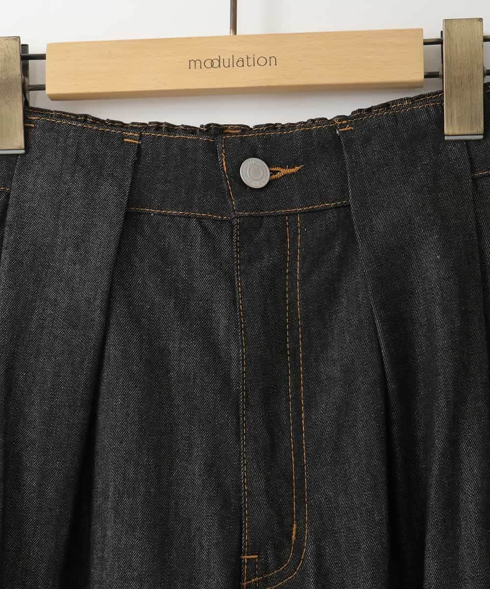 ZMLAH27150 al'aise modulation(アレーズモジュレーション) ウエストタックバレルデニムパンツ ブラック