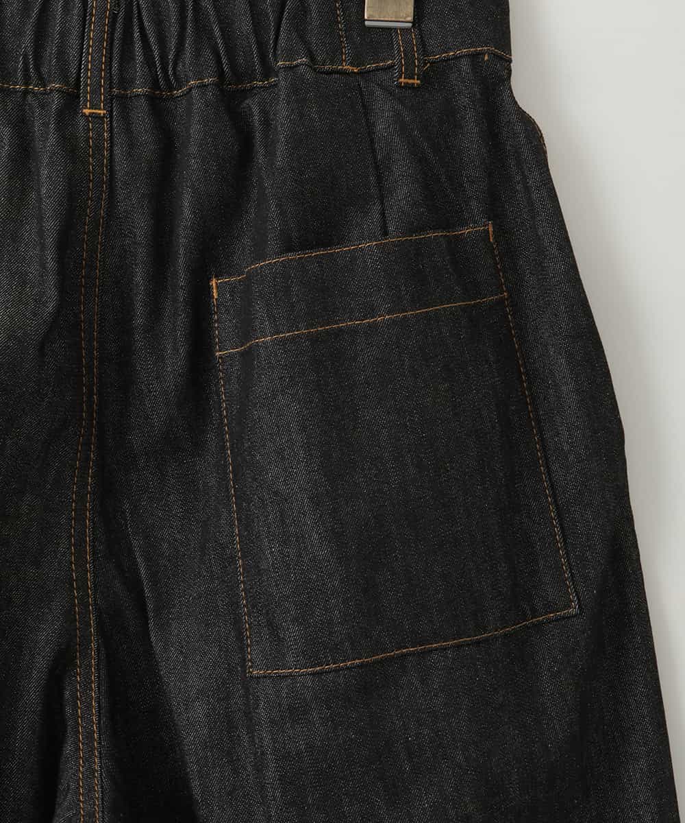 ZMLAH27150 al'aise modulation(アレーズモジュレーション) ウエストタックバレルデニムパンツ ブラック