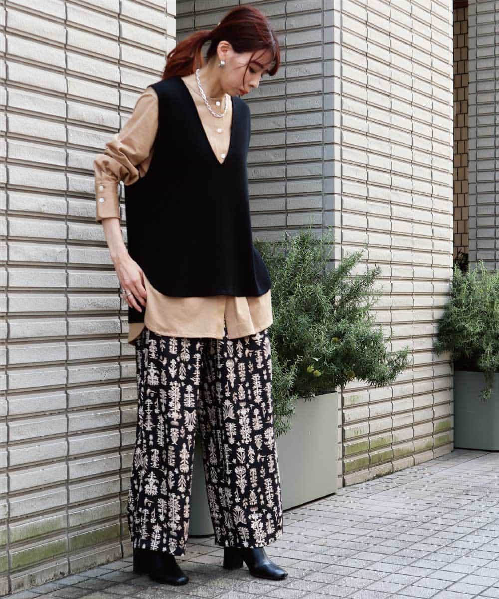 ボタニカル柄ワイドパンツ ガウチョ ワイドパンツ Modulation モジュレーション イトキンオンラインストア