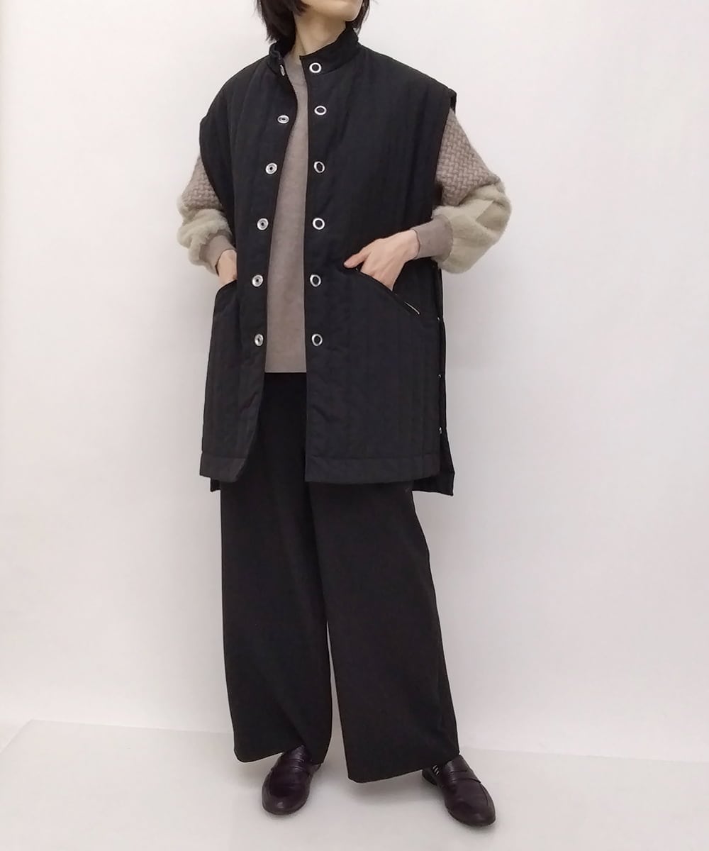 ZMLAT23138 al'aise modulation(アレーズモジュレーション) ストレッチワイドパンツ ブラック