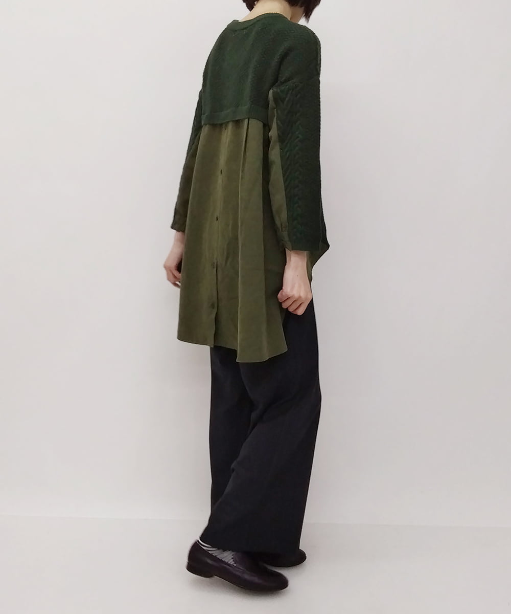 ZMLAT25160 al'aise modulation(アレーズモジュレーション) グレンチェックワイドパンツ ダークグレー