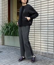 ZMLAW23150 al'aise modulation(アレーズモジュレーション) サイドラインピンストライプパンツ ダークグレー