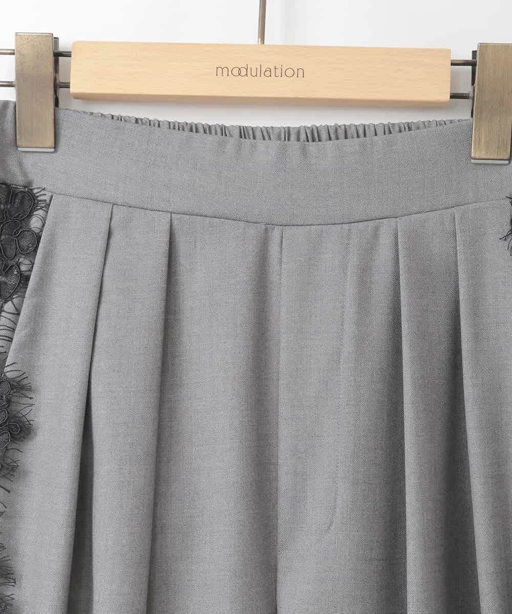 ZMLCE04178 al'aise modulation(アレーズモジュレーション) サイド刺繍ツータックワイドパンツ グレー