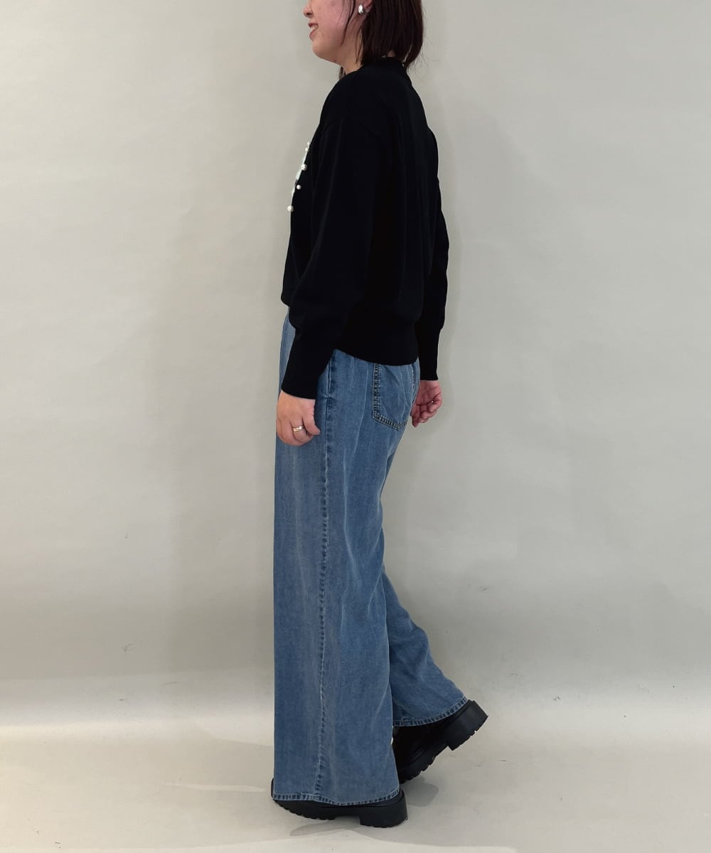 ZMLCE41170 al'aise modulation(アレーズモジュレーション) ワイドタックテンセルデニムパンツ ネイビー