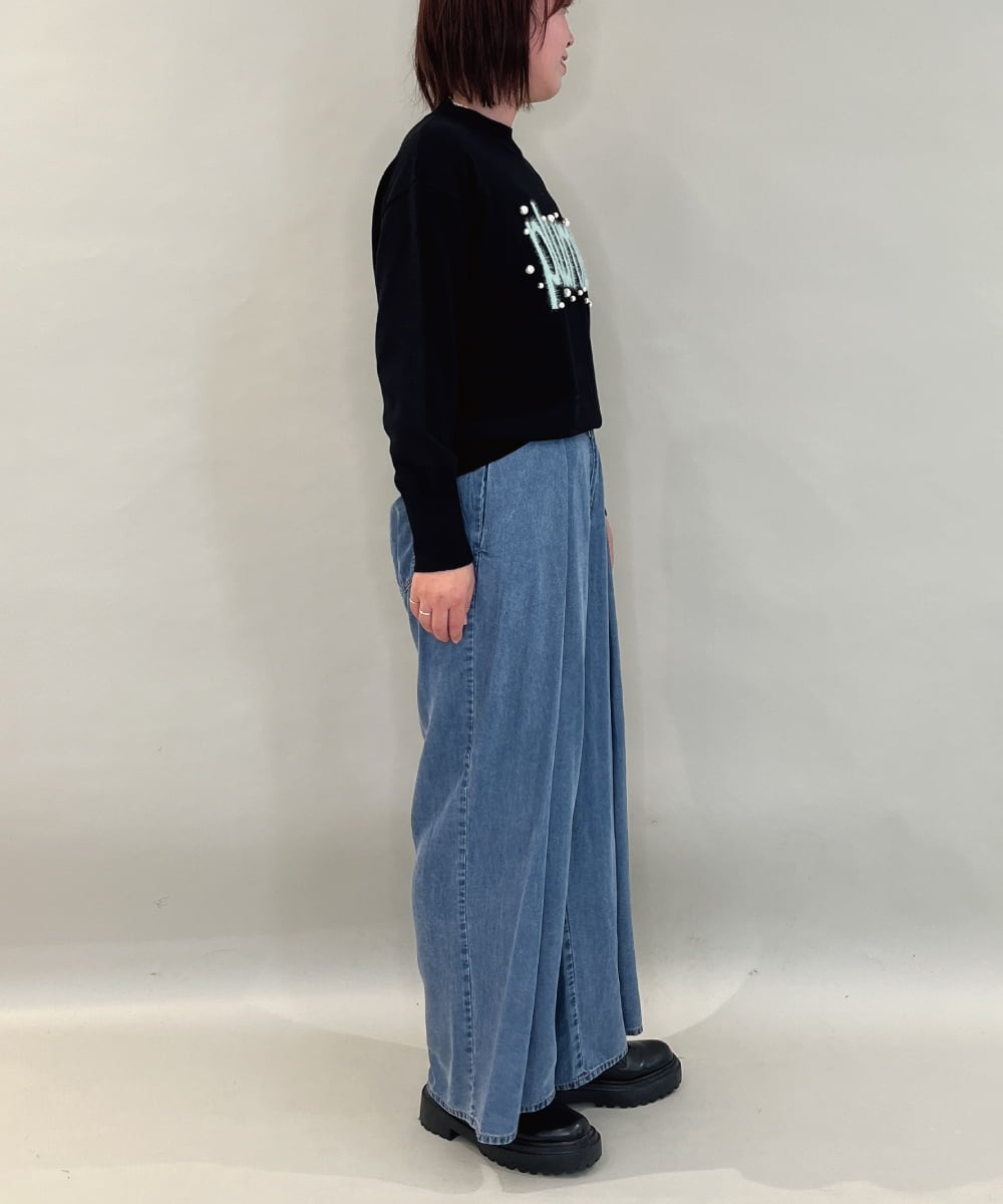 ZMLCE41170 al'aise modulation(アレーズモジュレーション) ワイドタックテンセルデニムパンツ ネイビー