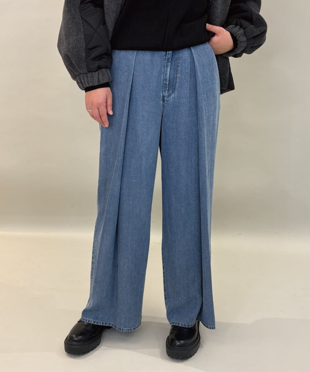 ZMLCE41170 al'aise modulation(アレーズモジュレーション) ワイドタックテンセルデニムパンツ ネイビー