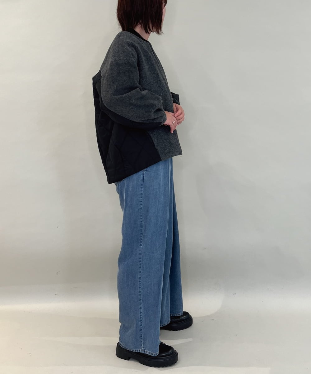 ZMLCE41170 al'aise modulation(アレーズモジュレーション) ワイドタックテンセルデニムパンツ ネイビー