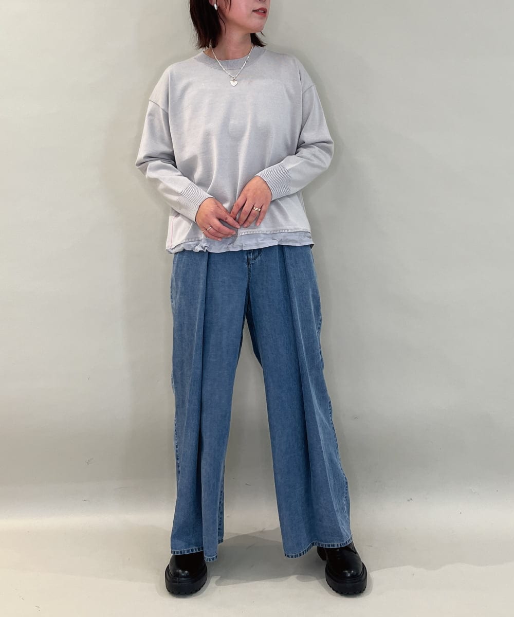 ZMLCE41170 al'aise modulation(アレーズモジュレーション) ワイドタックテンセルデニムパンツ ネイビー