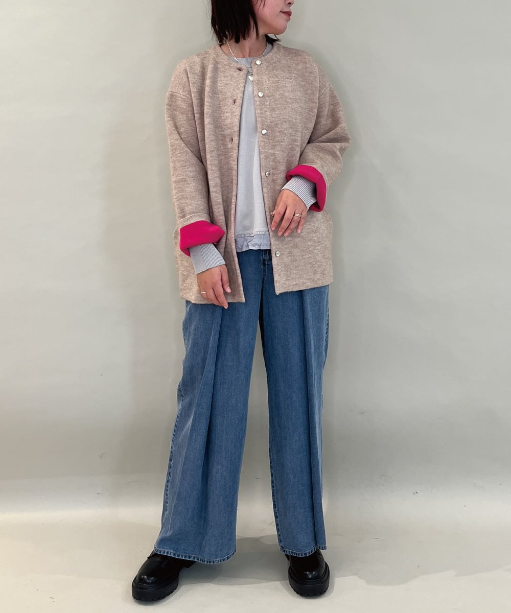 ZMLCE41170 al'aise modulation(アレーズモジュレーション) ワイドタックテンセルデニムパンツ ネイビー